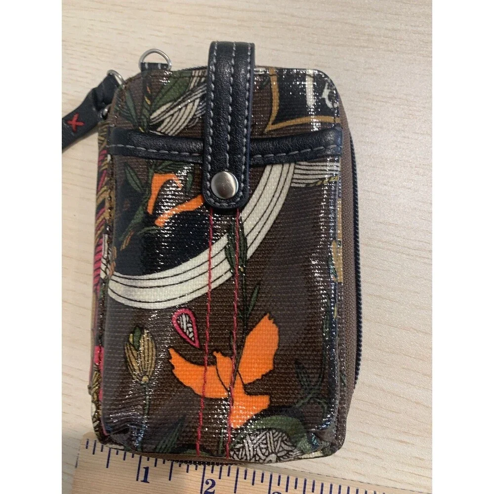 Sakroots  Peace Nature Coated Canvas Zip-Around Wristlet Wallet Phone Holder